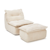 Compressed Reclining Lounge Chair with Footrest, No Assembly, Soft Breathable Fabric by Ebern Designs