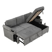83.5" L-Shaped Sofa Couch Convertible Sofa Bed Sectional Sofa With Ample Storage Space, Two Cup Holders And Two USB Ports For Living Room by Latitude Run