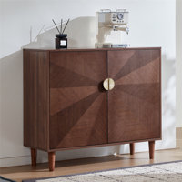Mid-century Wood Server, 39.4" Buffet Cabinet With 2 Doors & Shelves, Versatile Accent Piece For Dining Room & Kitchen In Walnut by Latitude Run