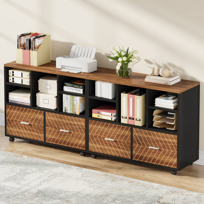 2-Drawer File Cabinet, Mobile Lateral Filing Cabinet For Hanging Files (Set Of 2) by Inbox Zero