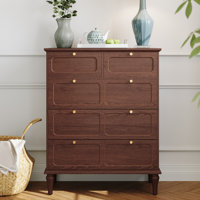 40.4"Mid-century 5-Drawer Tall Chest, Metallic Handles with Anti-Tilt Design by Charlton Home