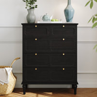 40.4"Mid-century 5-Drawer Tall Chest, Metallic Handles with Anti-Tilt Design by Charlton Home