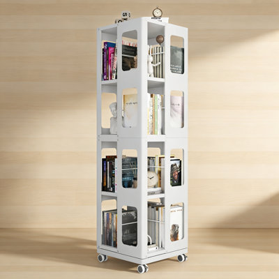 4-Tier Steel Rotating Bookshelf with 360° Wheels, Book Rack by Latitude Run