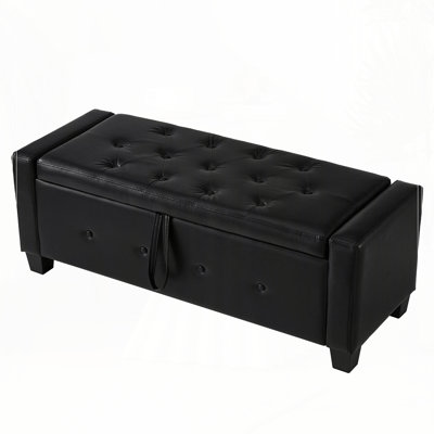 Faux Leather Bench With Storage by Latitude Run