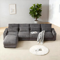 126" L-shaped Sofa With Cup Holders & Usb Charging by Ivy Bronx