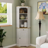 Tall Freestanding Corner Cabinet For Versatile Storage In Living,Dining, And Kitchen Areas by Latitude Run