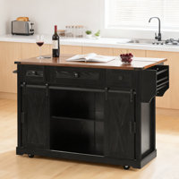 58" Mobile Kitchen Island with Storage by Ophelia & Co.