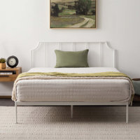 Metal Platform Bed With Rectangular Vertical Bar Headboard And Scooped Accents by Latitude Run