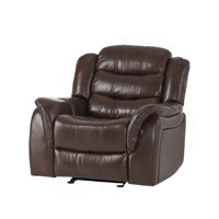 Oversized Glider Recliner With Dark Brown Plush Fabric For Ultimate Comfort And Elegant Home Decor by Red Barrel Studio