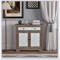 Rustic Vintage Accent Cabinet With Carved Floral Panels, Sideboard For Farmhouse Storage And Decor by Ophelia & Co.