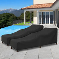 2 Pack Waterproof Chaise Lounge Covers 80X30x26 Inch, Heavy Duty 420D Polyester Outdoor Furniture Covers With Windproof Straps For Pool Patio Stackabl by Arlmont & Co.
