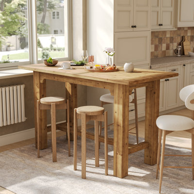 Solid Wood Bar Table, 63-Inch Counter Height Table