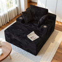 Oversized Plush Corduroy Chaise Lounge Chair Indoor Sleeper Reading Upholstered Sofa With Ottoman Corduroy Cloud Sofa Plush Chair Couch Bed for Living by Mercer41