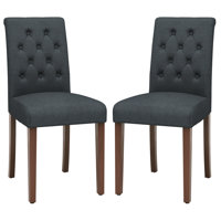 Dining Chairs Set Of 2, Button-tufted Upholstered Fabric Chairs With , Modern Armless Side Chairs For Dining Room & Kitchen by George Oliver