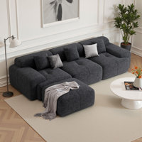 122" Modern L Shaped Modular Sectional Sofa, Boneless Couches for Living Room with Ottoman,4 Seater Convertible Cloud Couch Sofa Set, No Assembly Requ by Wrought Studio