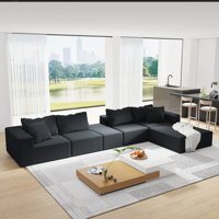 Modern Upholstered Sectional Sofa Couch Set,Modular L Shaped Sectional Living Room Sofa Set With 6 Pillows,Free Combination Sofa Couch For Living Room by Latitude Run