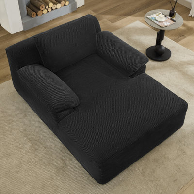 Oversized Chaise Lounge Chair, Comfy Reading Chair, Boneless Chaise Sofa Recliner Bed Sleeper Couch With Wide Pillow Armrest For Living Room, Bedroom