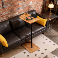 Couch Tray Table Height Adjustable Side Table For Sofa C-Shaped Oval End Tables With Slots For Bed & Chairs In Living Room & Bedroom (Oval + Rectangle by Wrought Studio