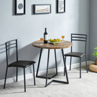 Modern 3-Piece Round Dining Table Set For Small Spaces, Compact Kitchen & Breakfast Nook Table Set by George Oliver