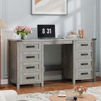 Farmhouse 60.6” Executive Desk With 7 Drawers by Ophelia & Co.