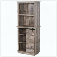 Freestanding Rustic Kitchen Buffet With Hutch, Pantry Storage Cabinet With Sliding Barn Door, Adjustable Shelf, Vintage by Ophelia & Co.