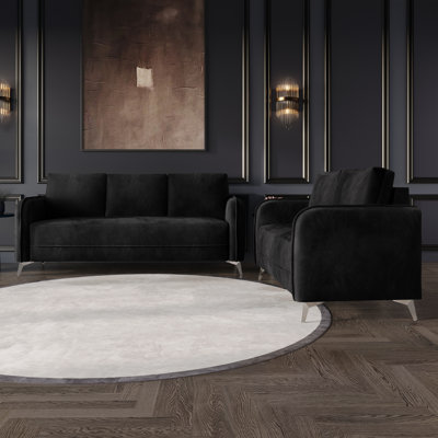 2-Pieces Modern Upholstered Living Room Set by Mercer41