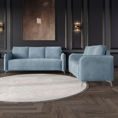 2-Pieces Modern Upholstered Living Room Set by Mercer41