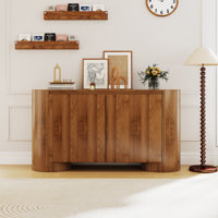 59" Curved Sideboard,oval Storage Cabinet With Doors by George Oliver