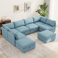 8-Seat Modular Sectional Sofa with Hidden Storage, Convertible Sofa Couch with Soft Cushions by Brayden Studio