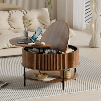 Lift Top Coffee Table with Storage – Rustic Wood Finish & Frame – Multifunctional Living Room Center Table by 17 Stories