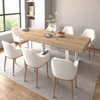 Modern Farmhouse Extendable Dining Table - Seats 6 to 10, Long Reversible Table for Kitchen or Conference by George Oliver