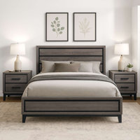 3-Piece Bedroom Furniture Set with Bed and 2 Nightstands – Modern Wood Design, Solid Wood & MDF Construction, Contemporary Style by Ebern Designs