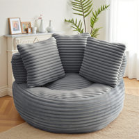 Oversized Bean Bag Sofa - Large Round Corduroy Lazy Sofa With 3 Pillows, Accent Sofa Lounge Floor Sofa For Living Room Bedroom
