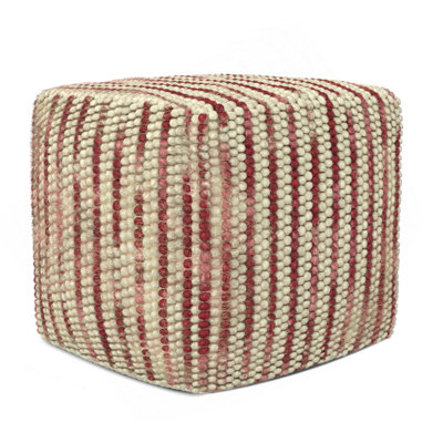 Zoey - Woven Cube Pouf - Maroon by Trule