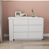 L-Shaped Desk and Vanity Combo with 6 Drawers, Extendable Tabletop, and Large Capacity Storage for Office and Bedroom Makeup by Latitude Run