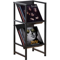 2-Tier Metal Vinyl Record Storage Shelf, Stackable LP Record Holder With Dividers For Organized Album Display And Collection by Hokku Designs