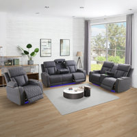 Luxury Furniture Sets Power Recliner Sofa With Ledlights,living Room Furniture/small Space/office/theaterseating, Reclining Sofa Chair With Usb Port/s by Ivy Bronx