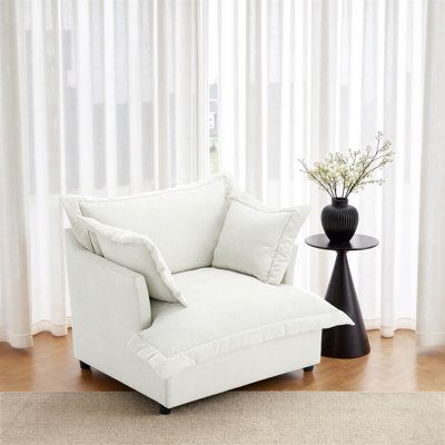 Plush Upholstered Chenille Accent Chair with Oversized Cloud Cushions by Ebern Designs