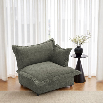 Plush Upholstered Chenille Accent Chair with Oversized Cloud Cushions by Ebern Designs