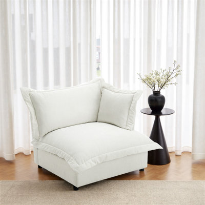 Plush Upholstered Chenille Accent Chair with Oversized Cloud Cushions by Ebern Designs