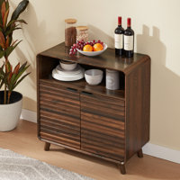 31.5" Curved-Edge 2-Door Buffet With Open Shelves And Grooved Trim Finish For Dinning, Kitchen by Ebern Designs
