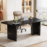 Modern Black Computer Desk, 63 x 31.5 inch Large Minimalist Executive Office Desk Study Table Writing Desk Workstation with Arch Design Legs by 17 Stories