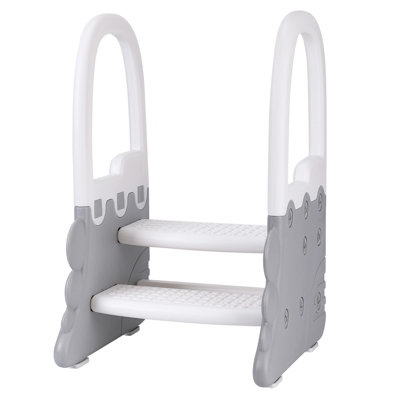 Toddler Step Stool for Bathroom Sink, 2 Step Stools for Kids, Anti-Slip Stool for Kitchen Counter, Potty Training Toilet Stool with Handrail by Ebern Designs
