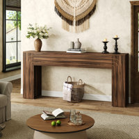 Long Farmhouse Entryway Console Table With Handcrafted Line Design, Wooden Sofa Table For Hallway, Living Room, Or Behind Couch by Dakota Fields