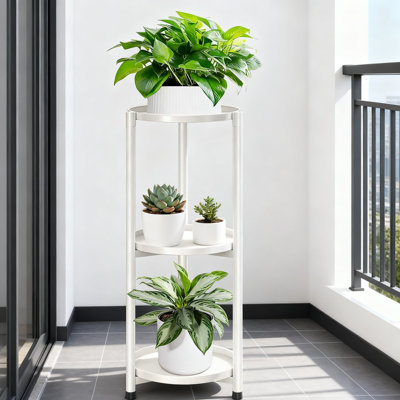 3-Tier Metal Plant Stand For Indoor Outdoor Use, Corner Display Shelf With Round Trays For Multiple Potted Plants, Flowers, And Home Decor by Arlmont & Co.
