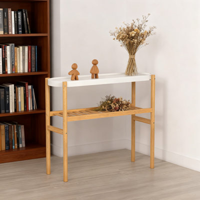 2-Tier Bamboo Plant Stand For Indoor Plants, Tall Multi-Tier Shelf For Windows, Tables, And Corners, Sturdy Metal And Wood Display Rack For Home Decor by Arlmont & Co.