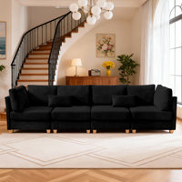 126" Modern L-shaped Corduroy Sectional Sofa Bed, Modular Convertible Couches For Living Room by Latitude Run