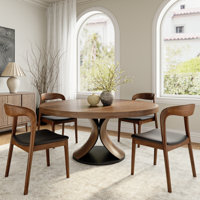 4-8 Seats Solid Wood Round Dining Table Kitchen Room Set by Orren Ellis