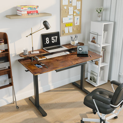 Electric Standing Desk with Drawers and Cup Holder – 48" x 24" Adjustable Sit-Stand Computer Desk for Home Office with Splice Board by Ebern Designs