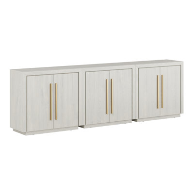 Set of 3 Modular Sideboard with Storage & Adjustable Shelves, White Sand